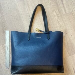 Cole Haan Blue and Black Leather Tote